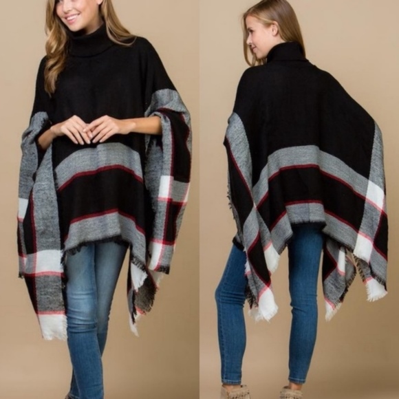 AUTUMN FEELS Poncho - BLACK - Picture 3 of 4